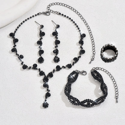 Fashion Crystal Necklace Ear Stud Bracelet Jewelry Accessories