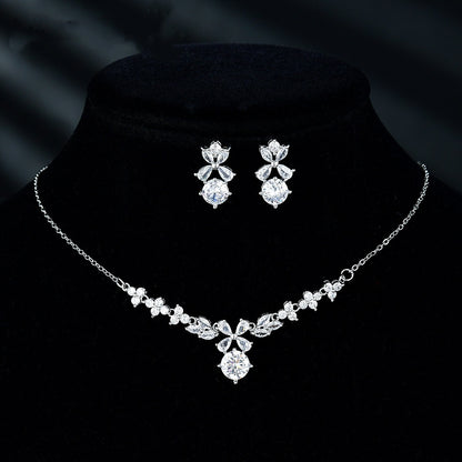 New Women's Ornament Bridal Necklace Earrings Jewelry Suit