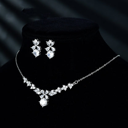New Women's Ornament Bridal Necklace Earrings Jewelry Suit