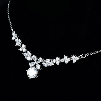 New Women's Ornament Bridal Necklace Earrings Jewelry Suit